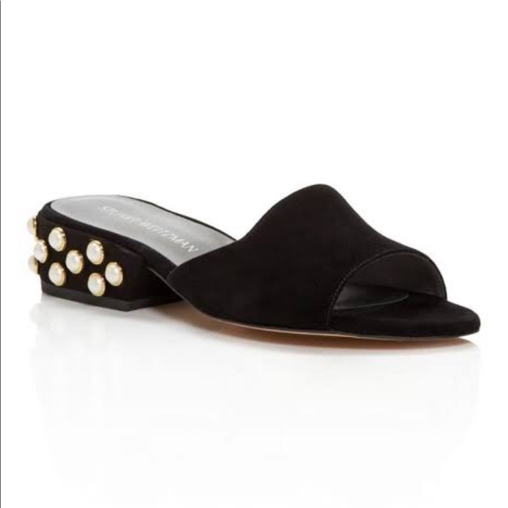 Suede slide sandals